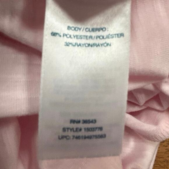 Ladies IZOD size L PINK flamingos short sleeve casual tee shirt top knot front - Picture 8 of 8